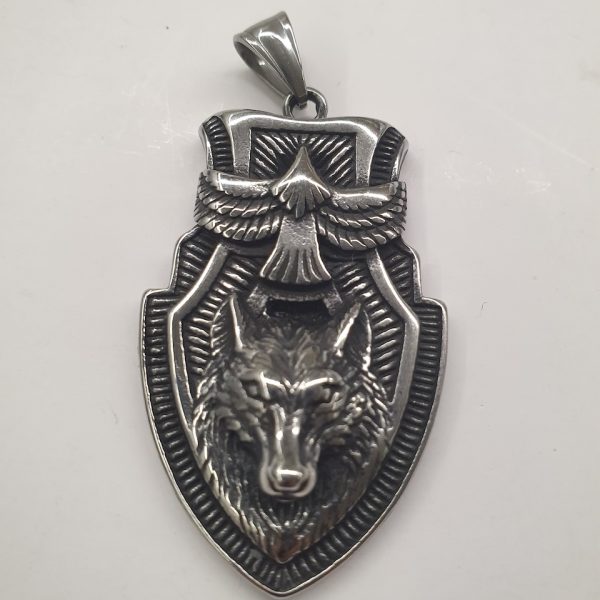 111122 Wolf Eagle Shield pendant